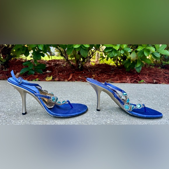 Michael Antonio Blue Jeweled Stiletto Heels Size 9 Elegant - Picture 1 of 6